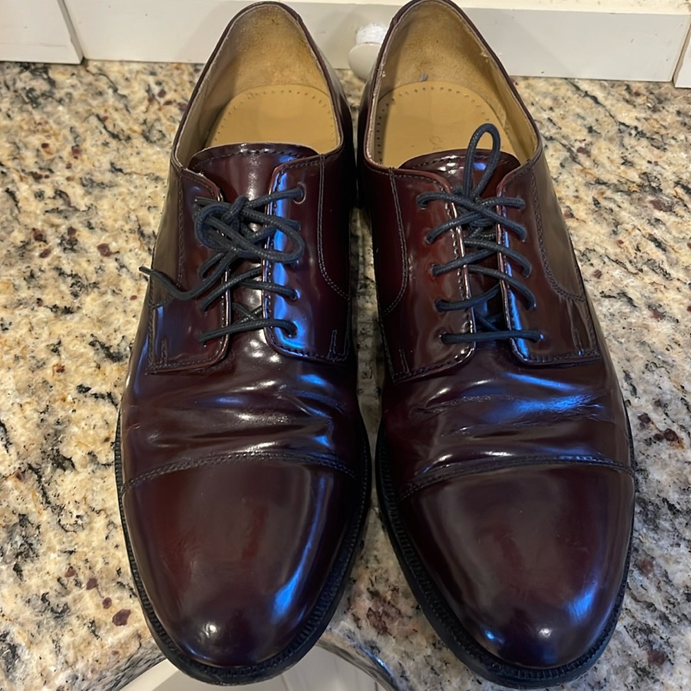 COLE HAAN Men Burgundy Brown Leather Cap Toe Oxford Dress Shoe